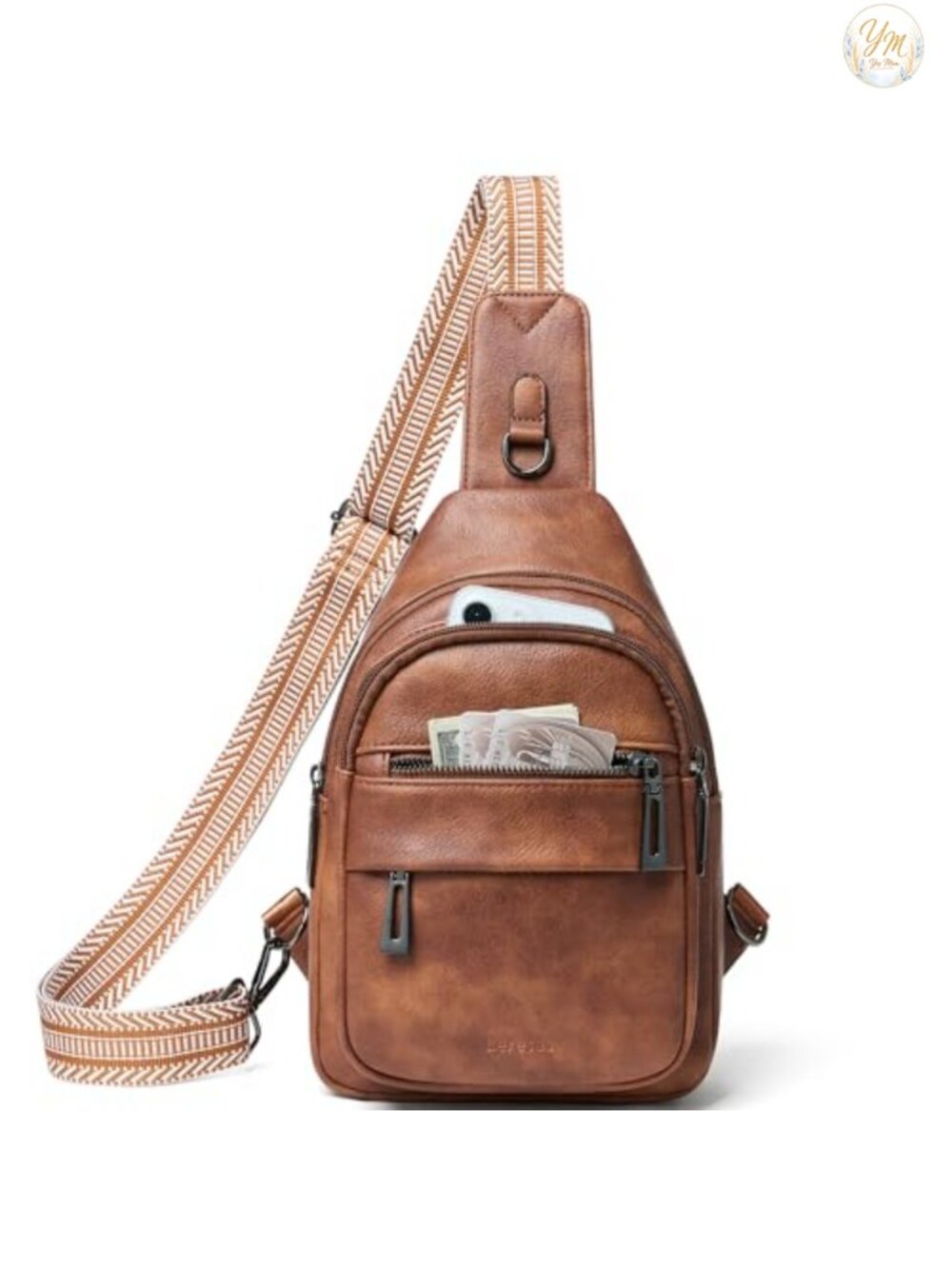 Vegan Leather Sling Bag Crossbody Fanny Pack Anti Theft Travel Purse